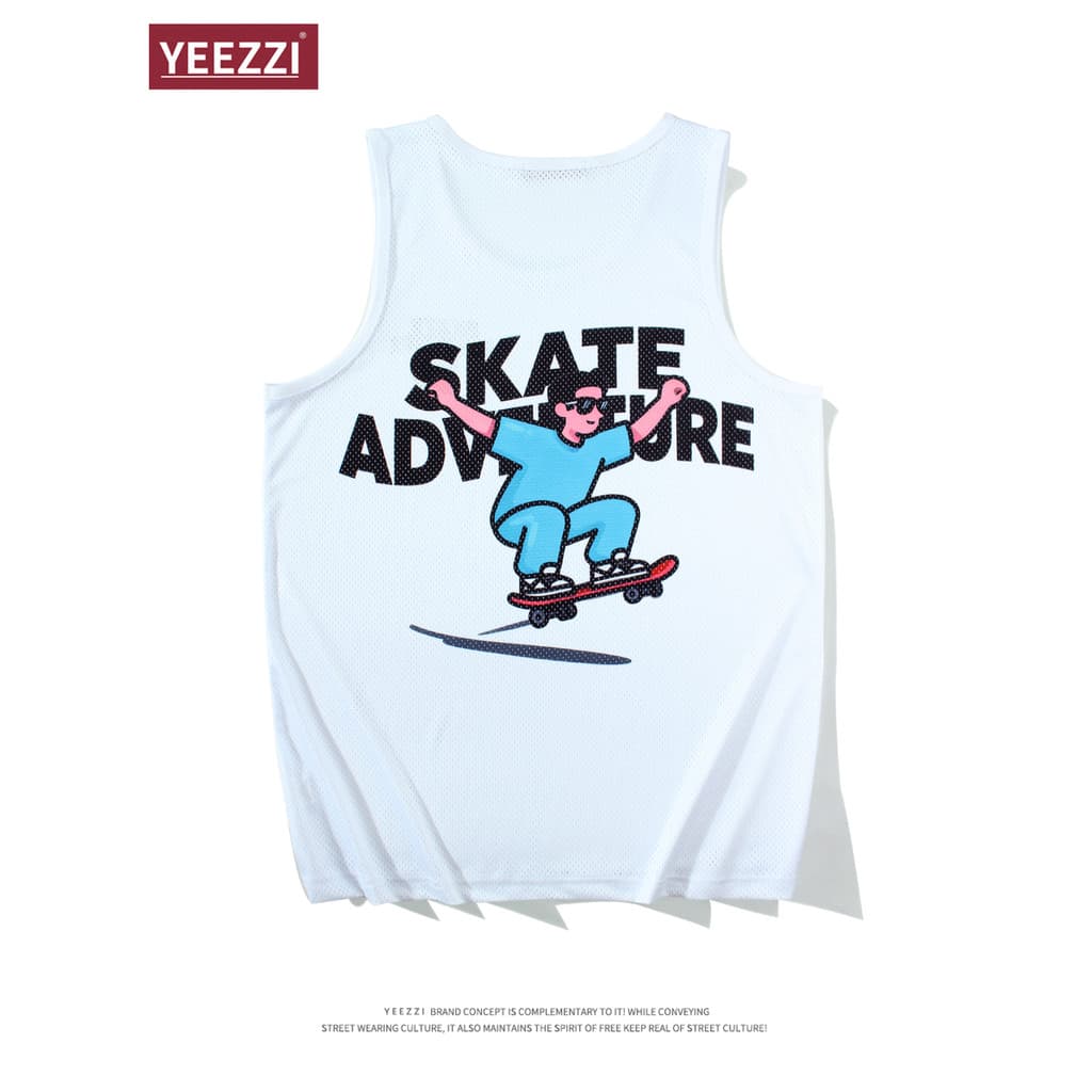 Colete de basquete americano de secagem rápida verão Surf impressão skate legal solto em torno do pescoço sem mangas col