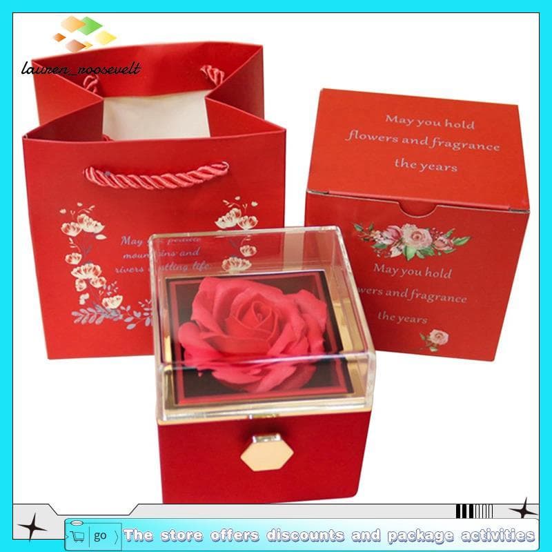 Caixa De Anel Rosa Joias De Veludo Eterna Gira 360 ° Dia Dos Namorados Das Mães Para Presentes Românticos Vermelho