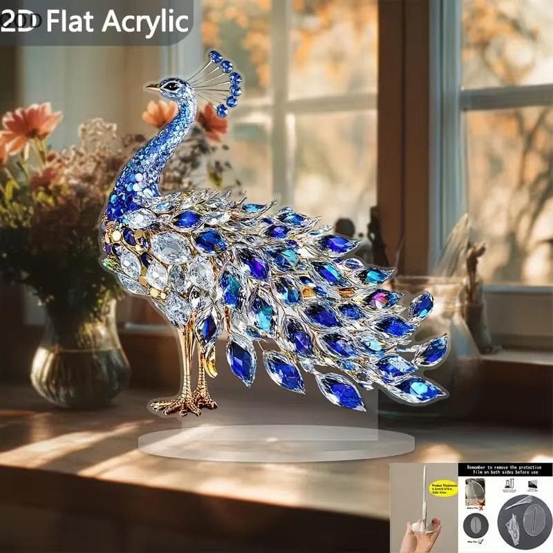 [QYA] 1 Peça Estatueta De Acrílico Plana 2D Luxuoso Cristal Peaco Ornamento Decoração De Mesa Para Quarto Sala De Estar