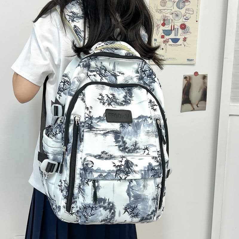 Nova mochila estilo chinês com estampa tie-dye para estudantes universitárias, estudantes do ensino médio, mochila de gr