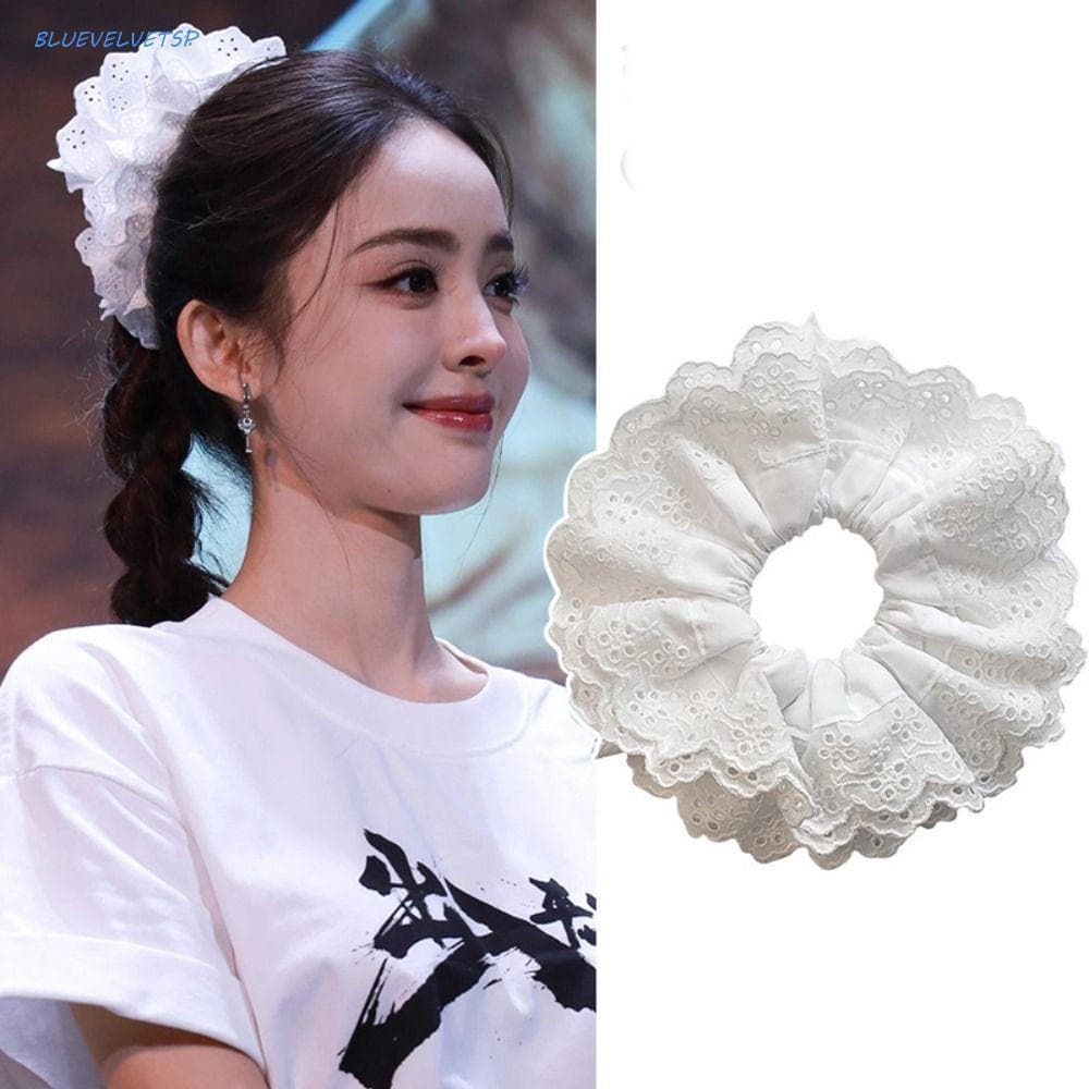BLUEVELVETSP Scrunchies De Renda , Faixas Elásticas De Cabelo Em Formato De Flor , Estilo Coreano