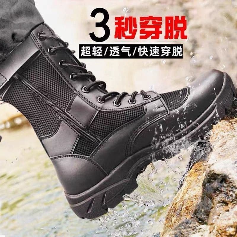 Ultra-leve verão fino Martin botas gerais respirável sapatos de segurança genuínos zíper sapatos de alta qualidade botas