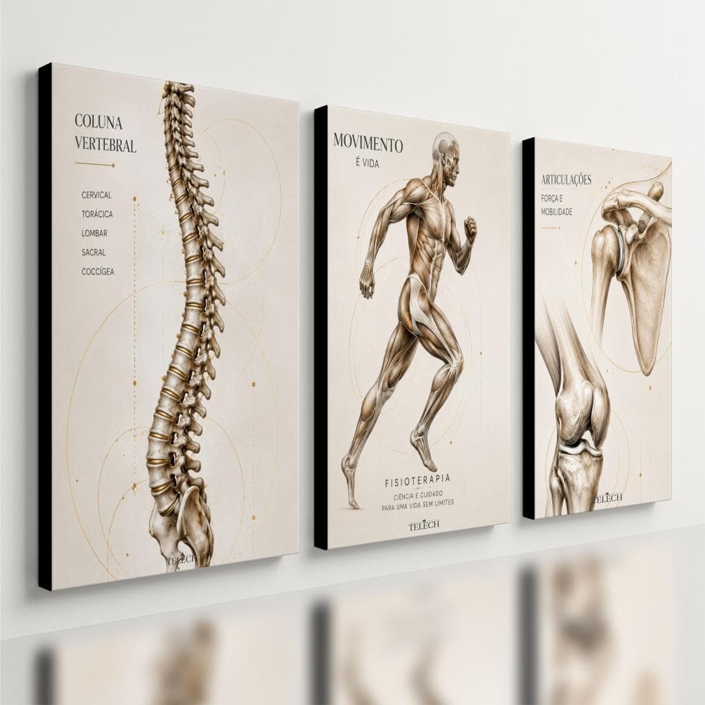 Kit3 Quadro Decorativo Fisioterapia Ortopedia Consultório E2