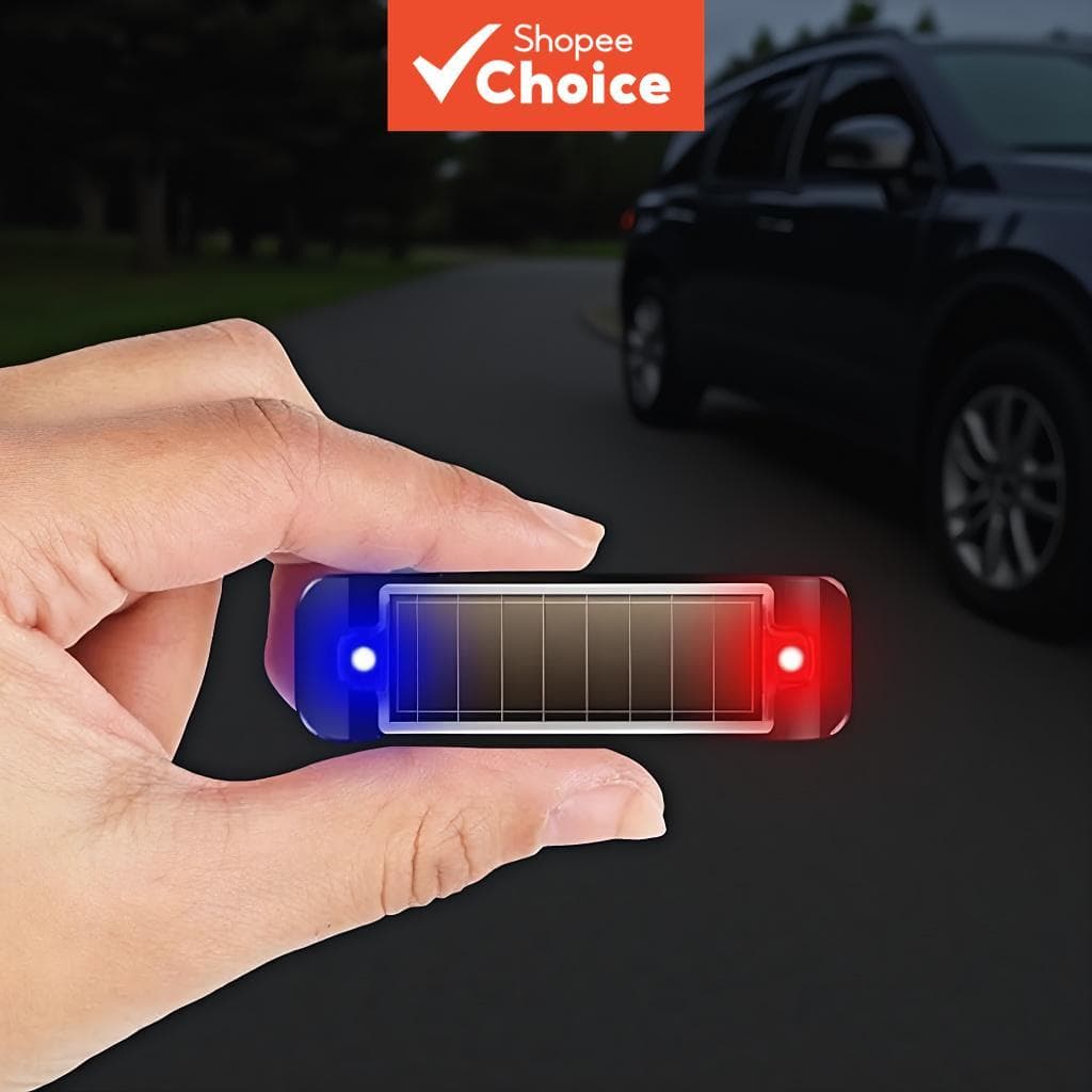 Luz de Alarme Solar para Carro: Mini LED Simulada, Lâmpada Piscante Anti-Furto Sem Fio