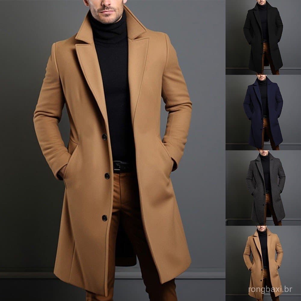 Sobretudo Longo Masculino , Jaqueta Impermeável .