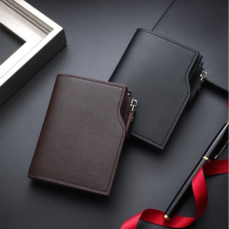 Carteira curta masculina nova carteira masculina Tri-fold Multi-cartão carteira masculina 13 cartões zíper moeda bolsa m