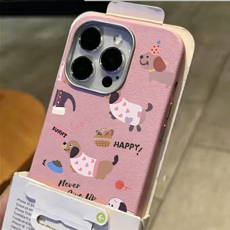 Capinha para iPhone 17/16/15/14/13/12 Pro Max Capa protetora resistente a impactos com estampa fofa de dachshund para fe
