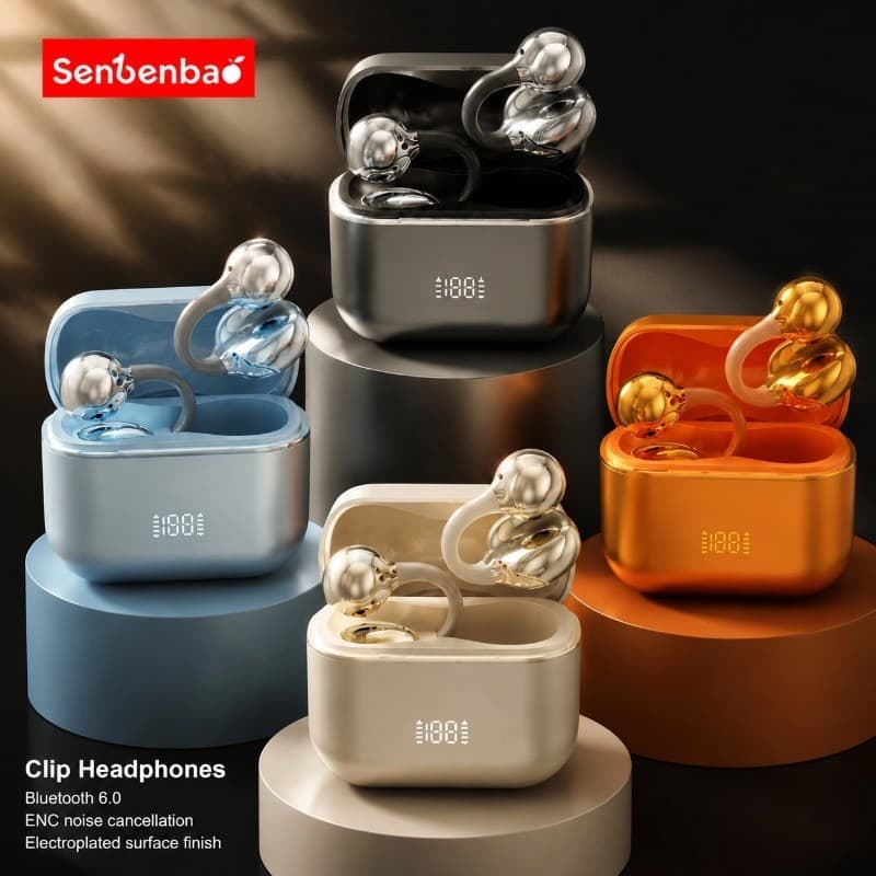 Senbenbao Fones De Ouvido FreeClip 2 Verdadeiro Sem Fio Bluetooth ENC Cancelamento Ruído Microfone Jogos Esportes