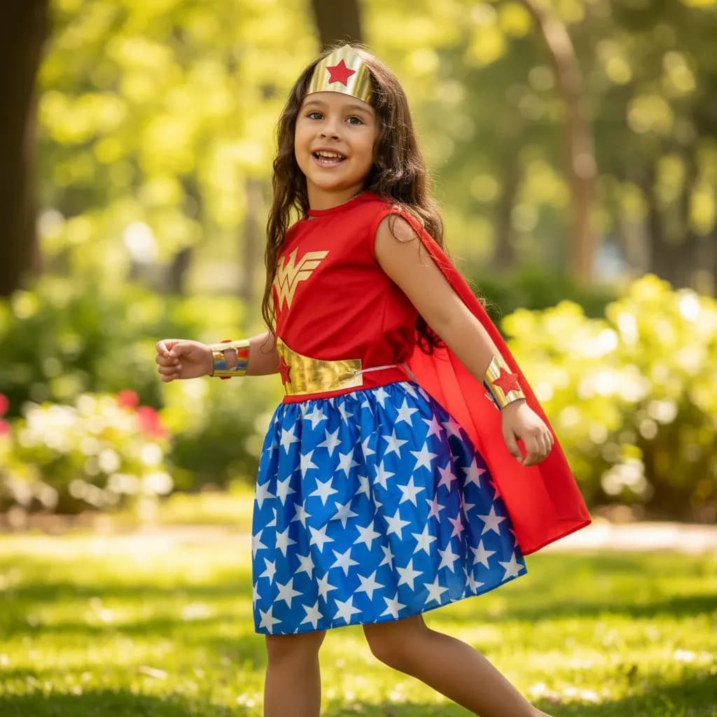 Fantasia Roupa Da Mulher Maravilha Infantil Com Acessorios
