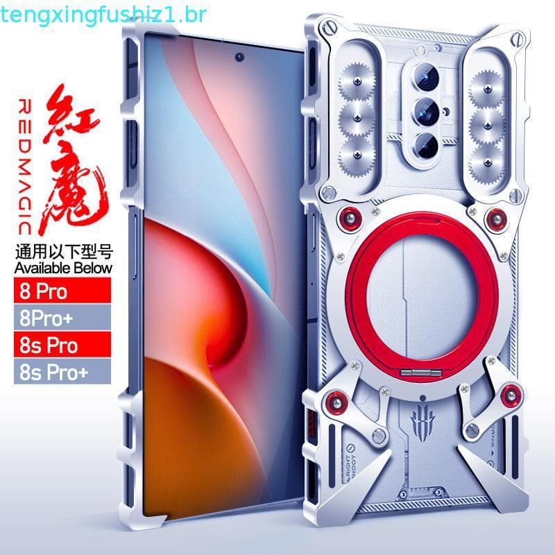 Capa Luxuosa De Metal Oco Para ZTE Nubia RedMagic 11 10 Pro 9S + 9 Plus 8 8S Amortecedor De Alumínio Embutido 360 ° Supo