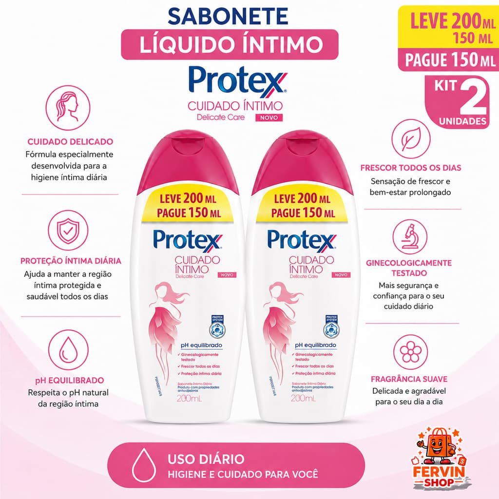 KIT SABONETE LÍQUIDO PROTEX CUIDADO ÍNTIMO DELICATE CARE 400ML