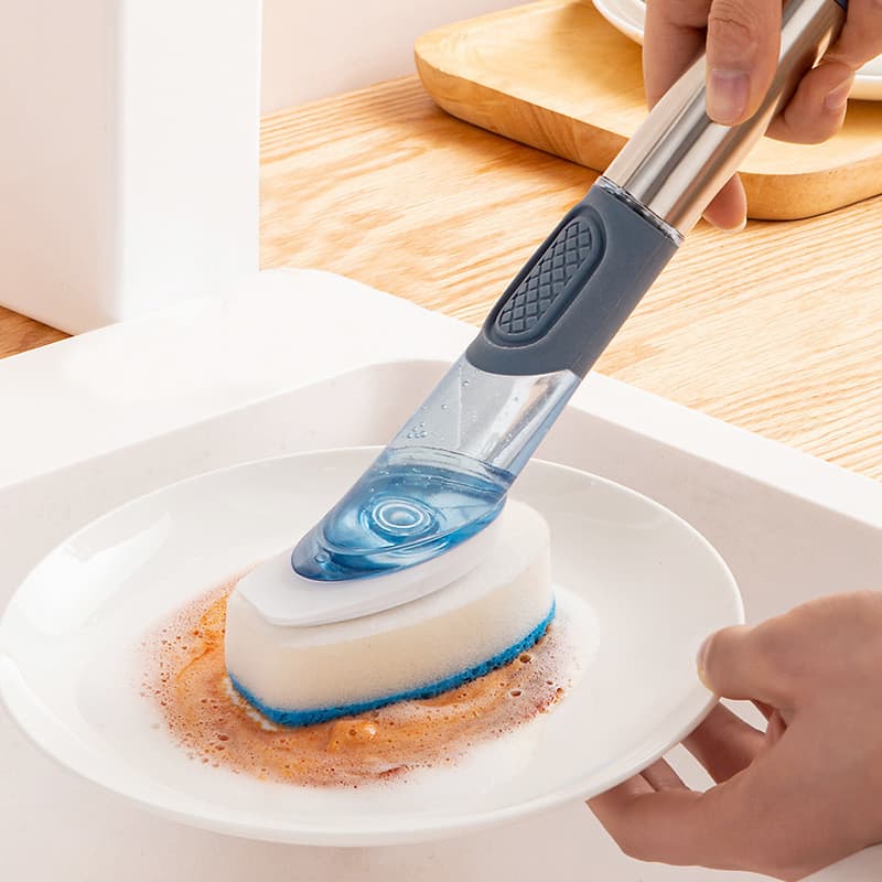 [Estoque pronto] Imprensa escova de panela cheia de líquidos Escova de panela para uso de cozinha Pote de lavagem de óle