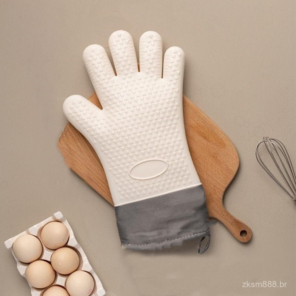 Luvas de Forno BRUCE1, Luvas de Cozinha em Silicone de Dupla Camada, Flexíveis, Resistentes ao Calor e Anti-Queimaduras