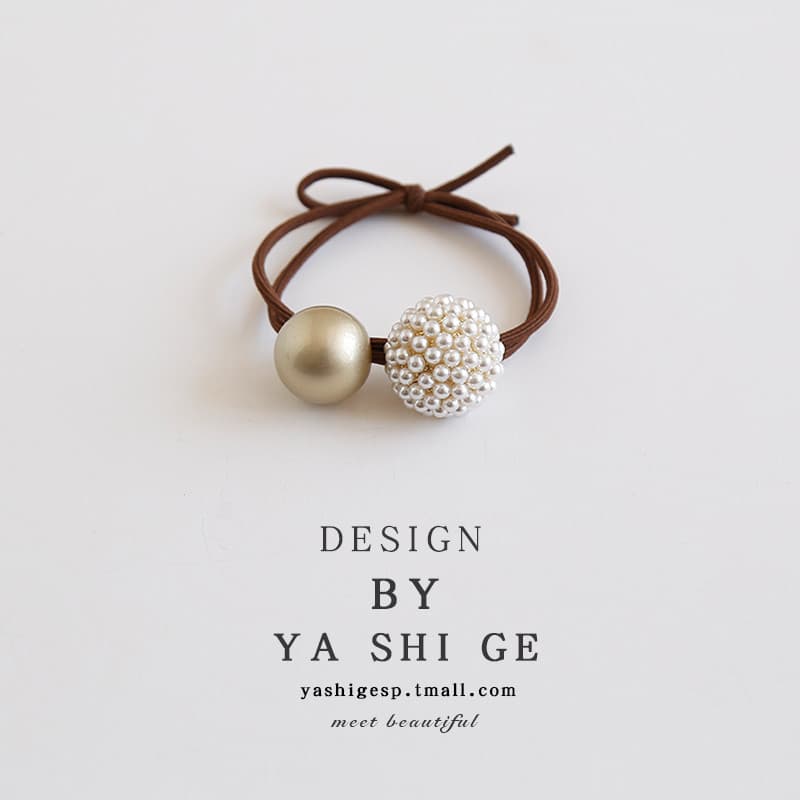 Cocar coreano elegante temperamento imitação de pérola anel de cabelo bandana japonês coreano bola anel de cabelo cabeça