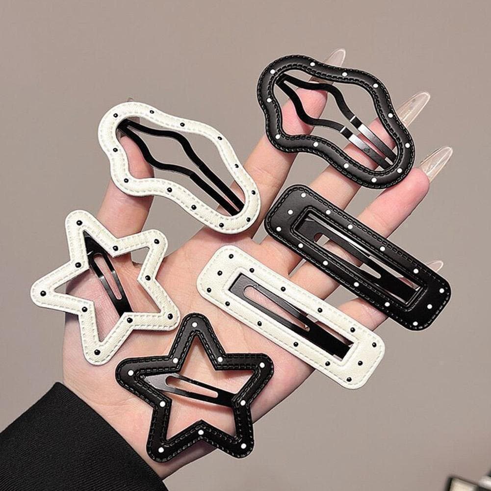 Francês Bolinhas Estrelas Grampo De Cabelo Retro Couro Nuvens Clipe Moda Franja Elegante Hairpin F9m5