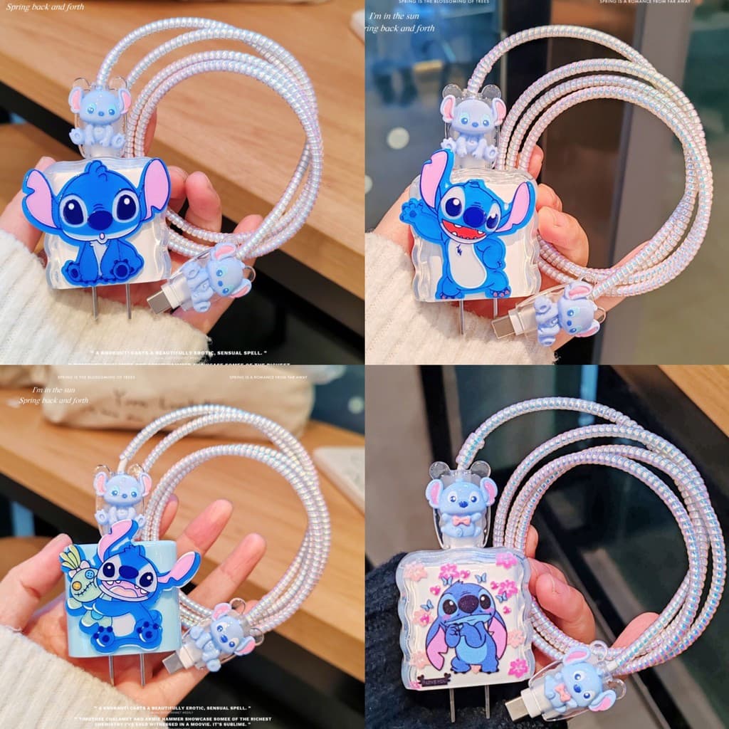 Capa Protetora para Carregador com Padrão de Desenho Animado Fofo, Adequada para iPhone 18/20w, Capa Protetora Anti-Queb