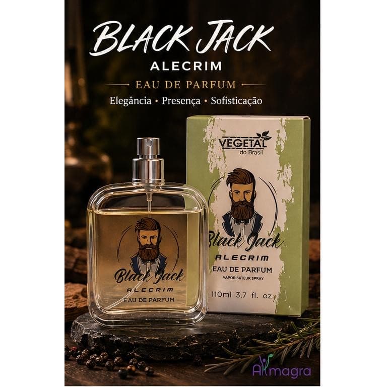 PERFUME BLACK JACK ALECRIM – VEGETAL DO BRASIL | EAU DE PARFUM | FRAGRÂNCIA MASCULINA | ALTA FIXAÇÃO | 100ML