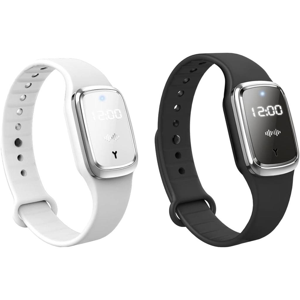 Pulseira Repelente de Mosquitos, Pulseira Eletrônica Ultrassônica Anti-Mosquito para Crianças e Adultos (Preto+Branco)