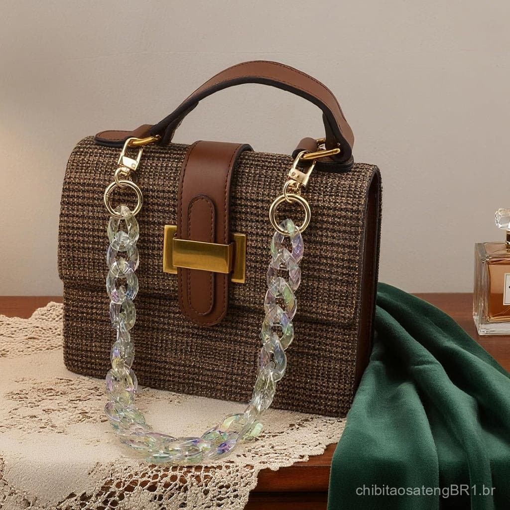 Alça de Corrente de Acrílico Robusta para Bolsa, Substituição de Alça de Corrente para Bolsa de Mão, Bolsa de Ombro (Tra