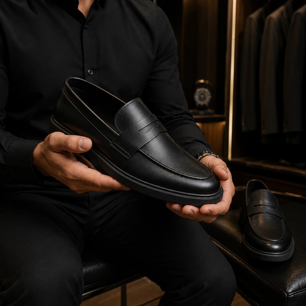 Mocassim Masculino Preto All Black Loafer Social para Trabalho, Eventos, Comercial e Casual Confortavel e Envio Rapido