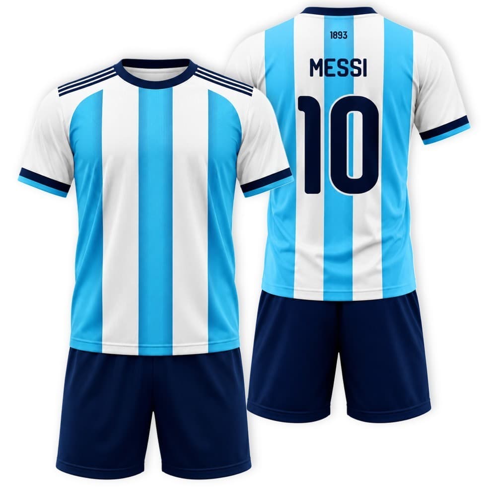 Conjunto Kit Camisa + Short de Futebol Infantil ou Juvenil do ARGENTIN@ Time Masculino Menino
