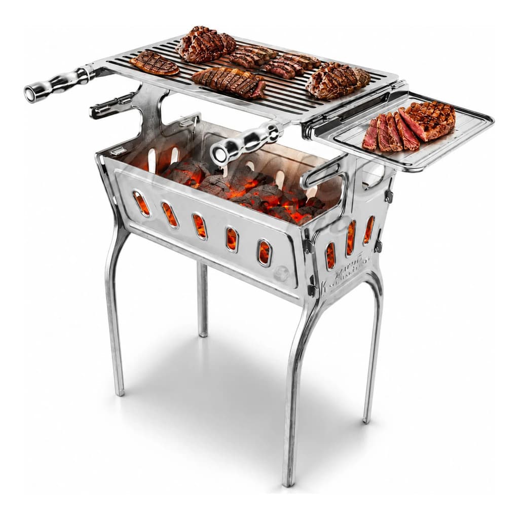 Churrasqueira Portátil Alumínio Desmontável 80cm C/ Bandeja
