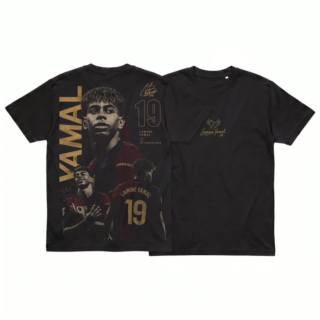 Camiseta 100% Algodão Estampa Futebol Lamine Yamal