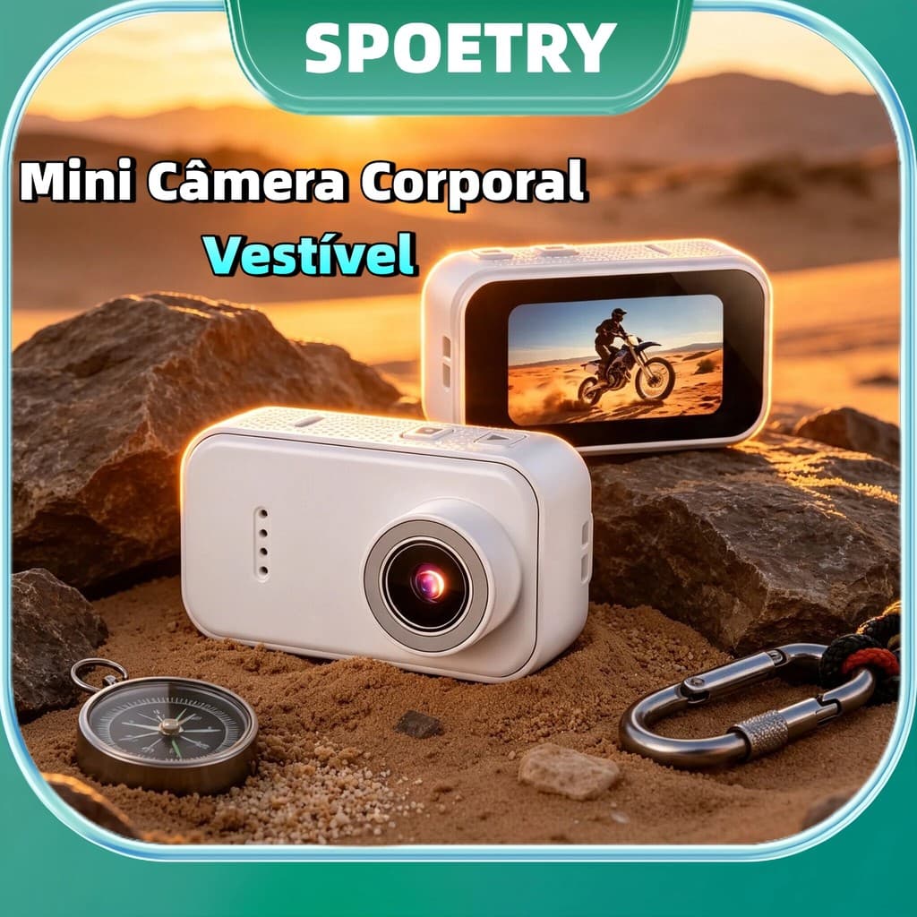 Mini Câmera Corporal Vestível SPOETRY F2 64G 2K Policial 2H Para Gravação 130° Câmera de Ângulo Amplo