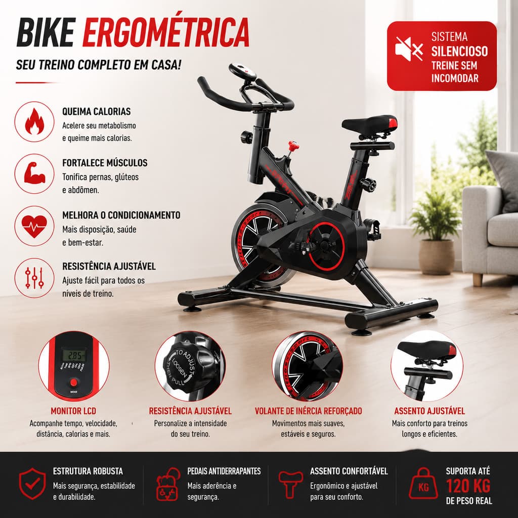 Bicicleta Spinning Profissional Para Academias Suporta 120kg Sem Balanço Mesmo Em Sprints Intensivos De Turmas Grandes