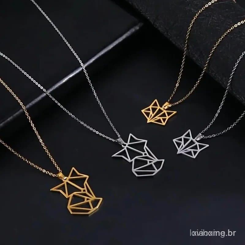 Colar com Pingente de Raposa em Aço Inoxidável Dourado Skyrim, Joia de Animal, Acessório de Corrente para Mulheres, Pres