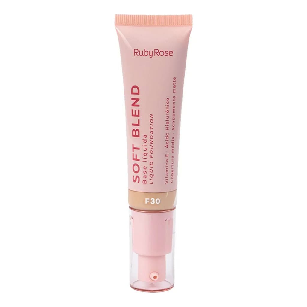 BASE LÍQUIDA RUBY ROSE SOFT BLEND F30 MÉDIA COBERTURA 30G