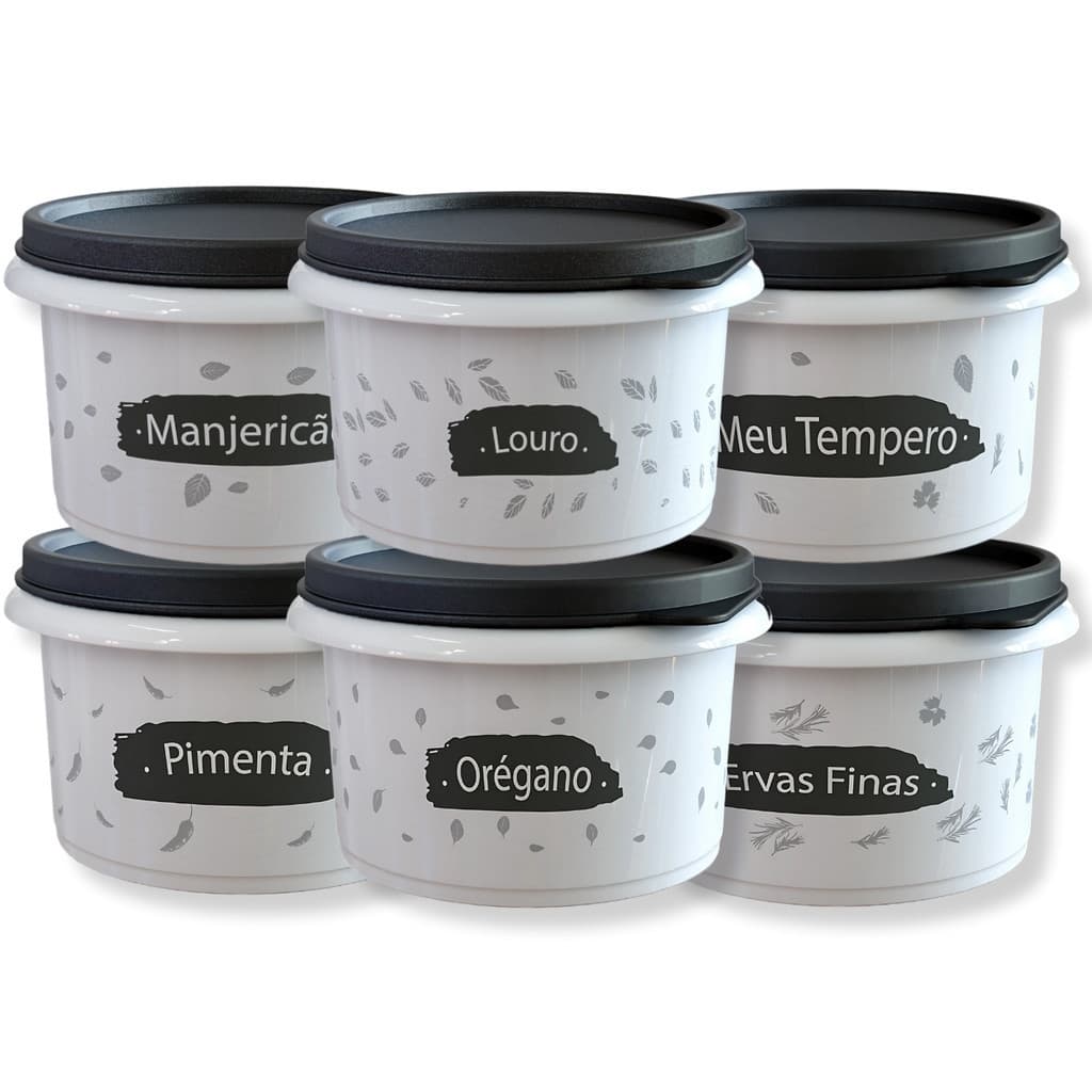 Kit Porta Temperos 6 Potes 180ml Material Premium Vedação Reforçada Conserva Temperos Frescos