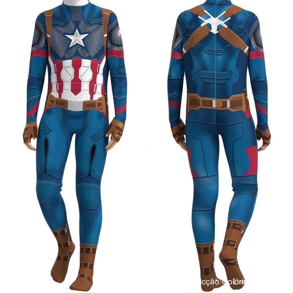 Novidades em Fantasias de Halloween, Fantasia de Cosplay do Capitão América para Adultos e Crianças, Super-Herói de Mang