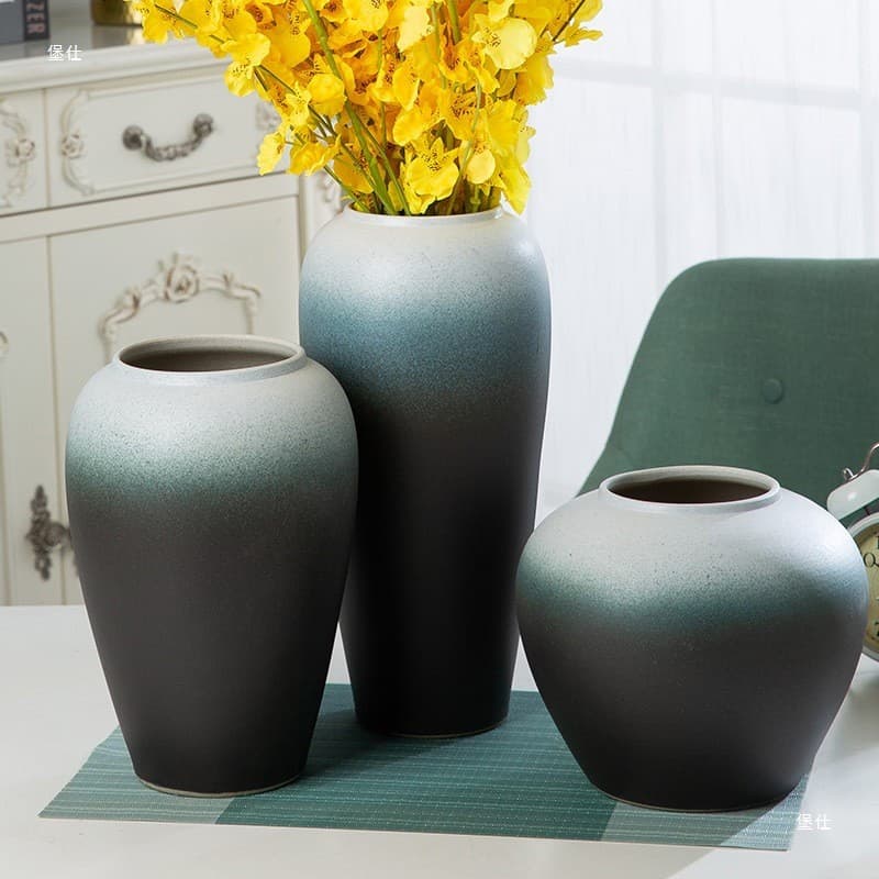 Baoshi Jingdezhen Vaso de cerâmica Decoração Sala de estar Arranjo de flores Novo estilo chinês Decoração de entrada Vas