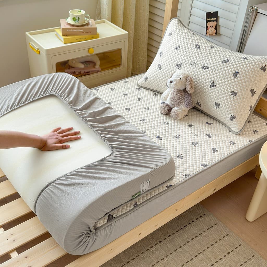 Cama Impermeável Respirável Com Fio De Sopro Macio Bolsa Dormitório Único Pequeno Lençol Acolchoado Engrossado