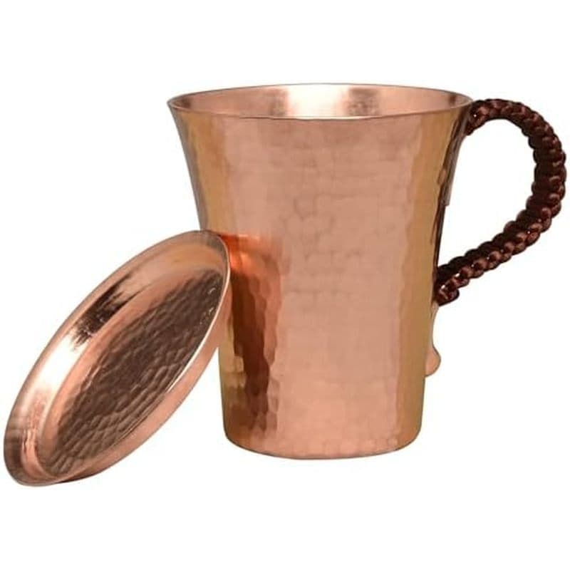 Caneca Moscow Mule De Cobre Artesanal Com Tampa-Copo De Coquetel Martelado De 350ml Para Cerveja , Café Gelado & amp ; M