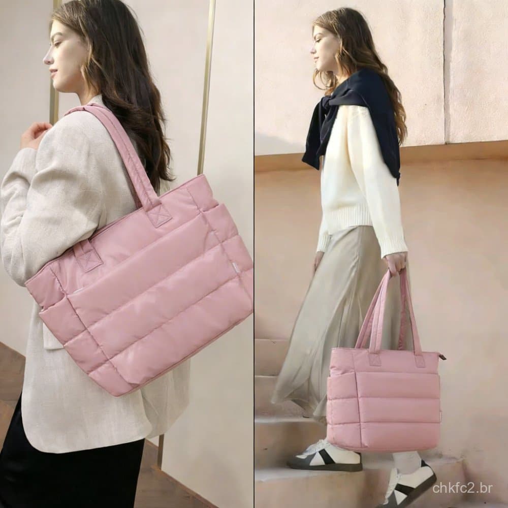 Sacola feminina moderna, multicolorida opcional (rosa/verde/bordô/azul marinho) leve de grande capacidade adequada para