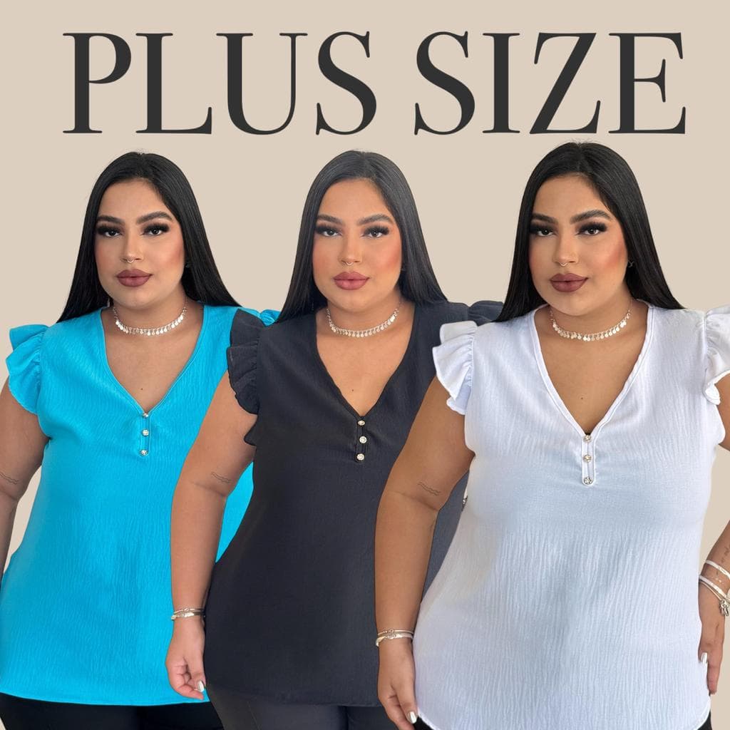 Blusa Feminina Plus Size Casual Elegante Confortável Dia a Dia 44 ao 54