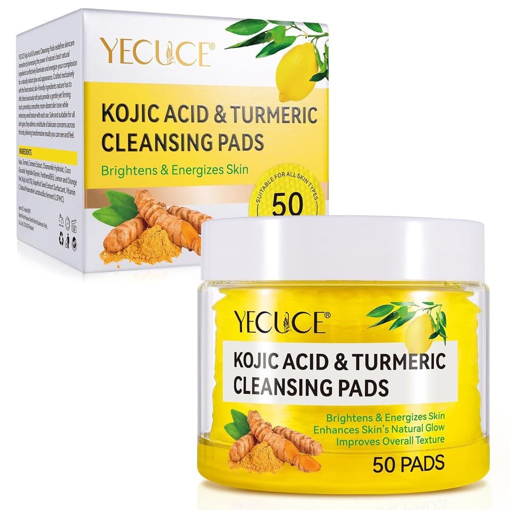 Pads de Limpeza com Ácido Kójico e Cúrcuma, Pads Esfoliantes Faciais com Cúrcuma, Equilibra a Oleosidade da Pele, Limpez
