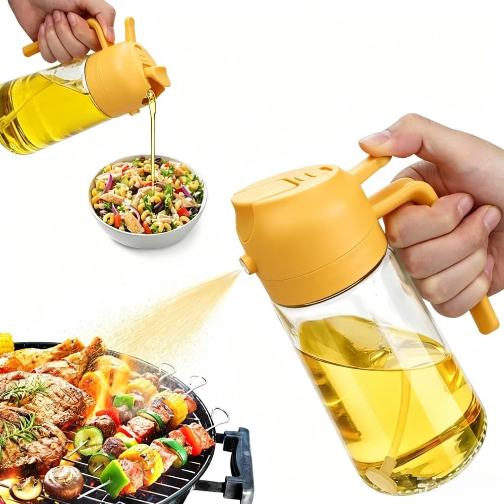 2 Em 1 Garrafa Pulverizadora De Óleo 470Ml Vidro Dispensador De Spray De Cozinha Recarregável Azeite Senhor Para