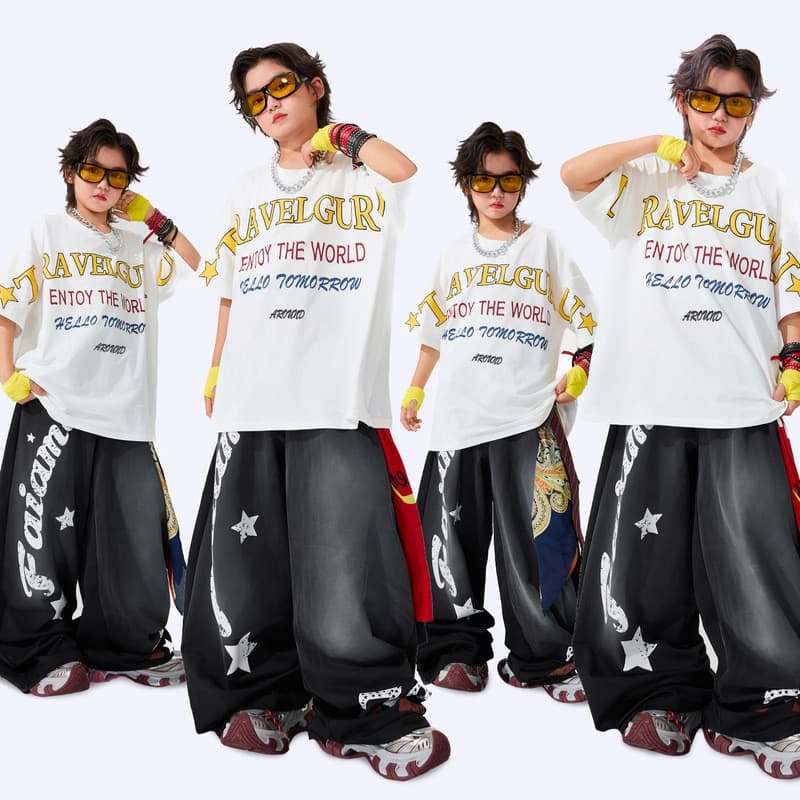Dança de rua roupas da moda das crianças Hip-Hop terno meninos trajes crianças hiphop Jazz trajes de dança AYS109