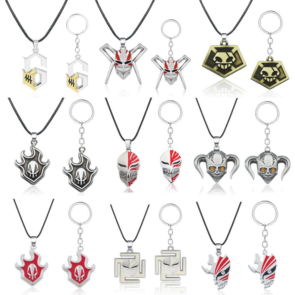 38TG Anime BLEACH Kurosaki Ichigo Máscara Falsa Cosplay Colar Chaveiro Grimmjow Acessórios de Colar Joias para Homens e