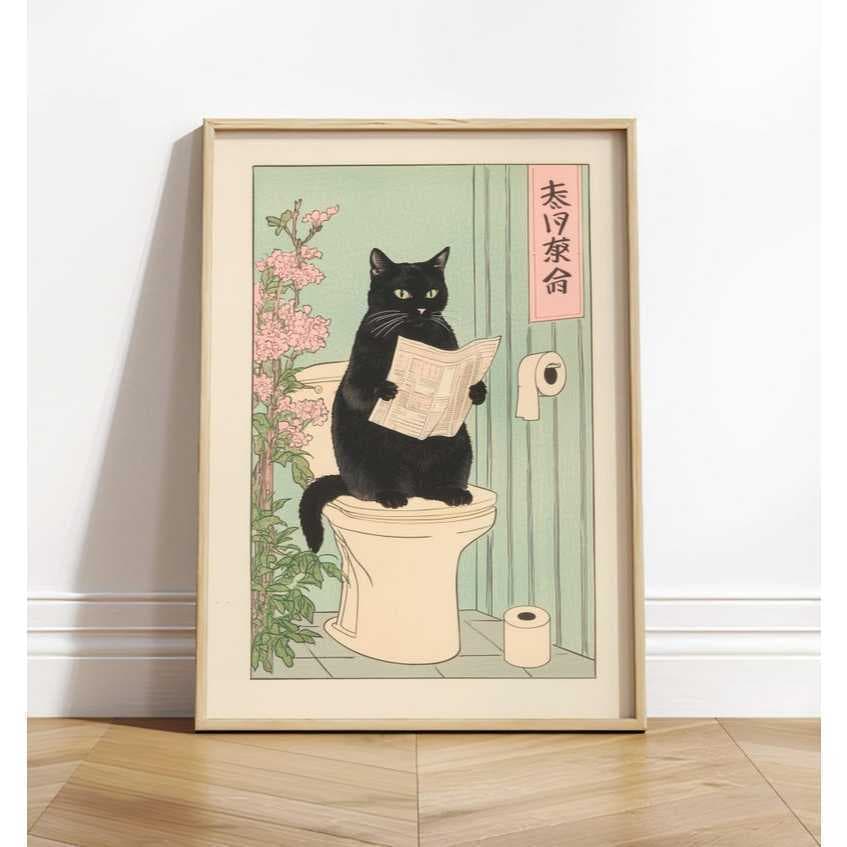 Quadro Decorativo Gato No Banheiro