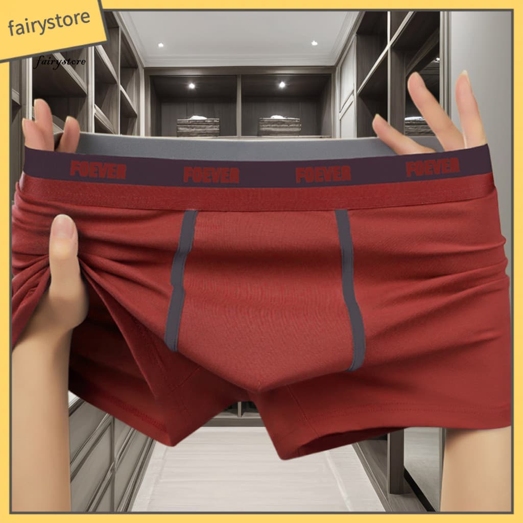 Comfortable Boxer Briefs Underwear Men's Mid-rise Elastic Waist U-convex Design Stretchy Letter Print for Daily Comfort