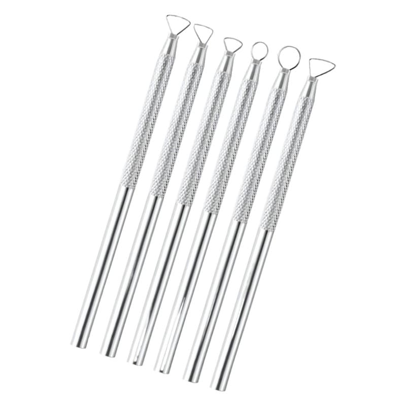 Conjunto Ferramentas Corte Argila Prateada blg 6 Modelagem Metal Para Escultura Cerâmica