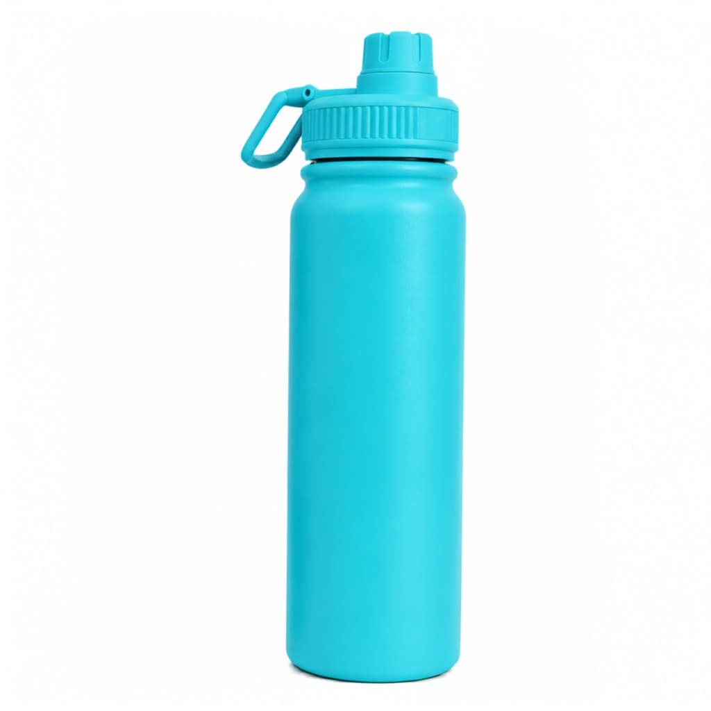 Garrafa Termica Inox 800ml Parede Dupla Bocal Largo - Quente 12h Frio 24h Academia Viagem Ciano