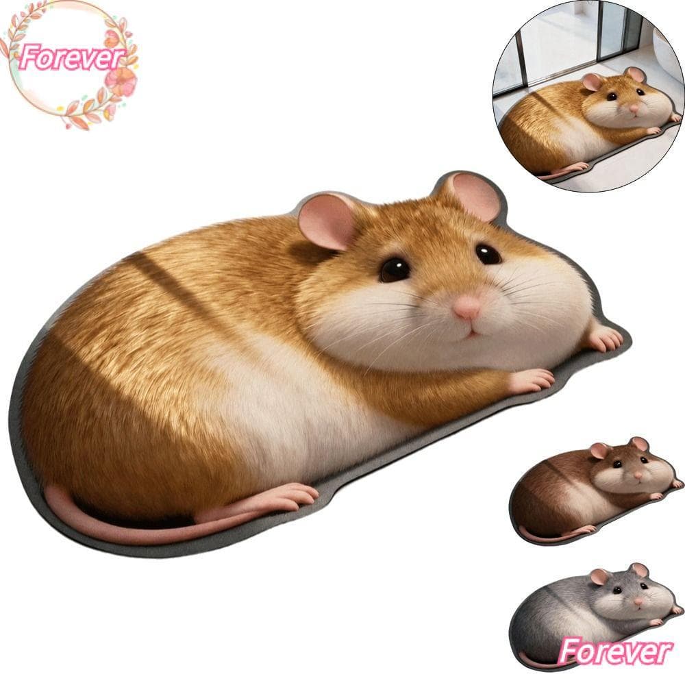 Tapete De Área Em Forma De Hamster EQUIP , Antiderrapante De Decoração De Casa 2D Desenho Animado Antiincrustante E Fáci