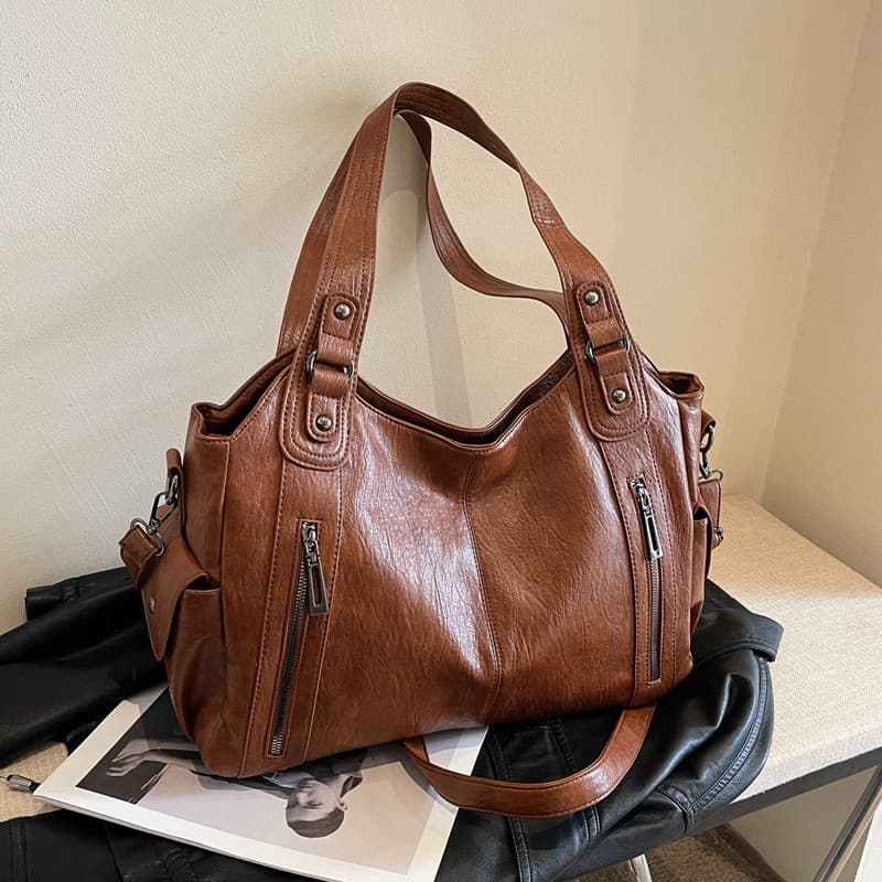 Bolsa Tote para Deslocamento Urbano para Mulheres, Nova Bolsa Vintage, Grande Capacidade, Bolsa de Ombro Transversal Ele