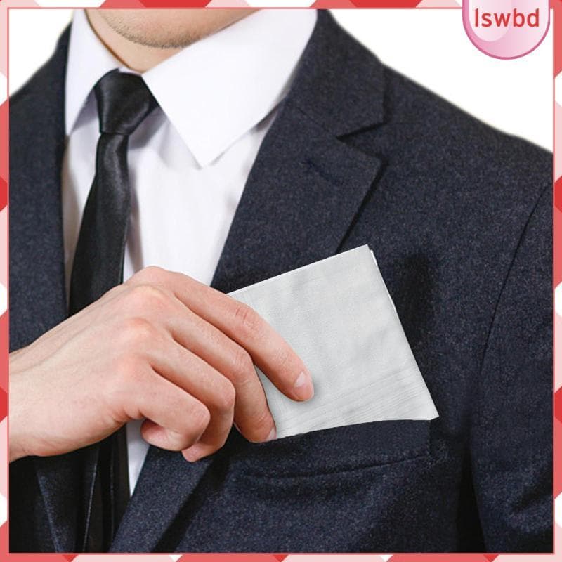 [Lswbd] 5 Lenços De Algodão Branco Para Homens Lenço De Presentes De 16 Polegadas Quadrado Premium
