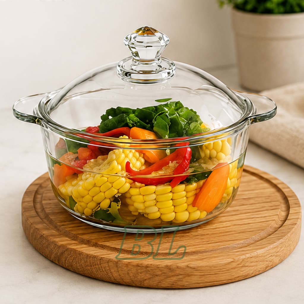Tigela De Vidro 800ml Com Tampa Cristalizado Transparente Microondas